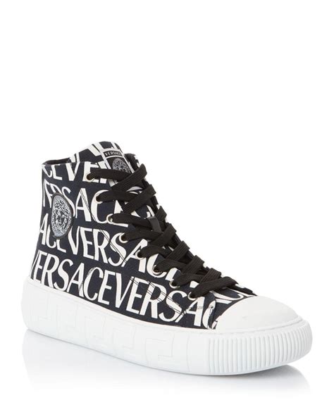 versace white high top sneakers|Versace greca barocco print sneakers.